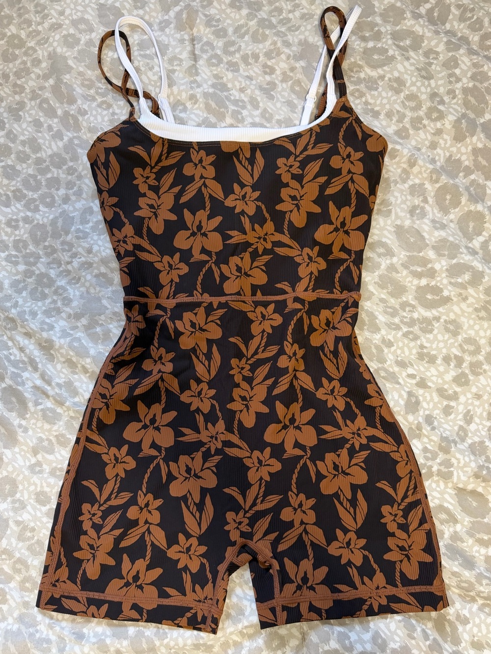 Double Layer Kayla 2.0 Jumpsuit in Mocha Orchid Lei